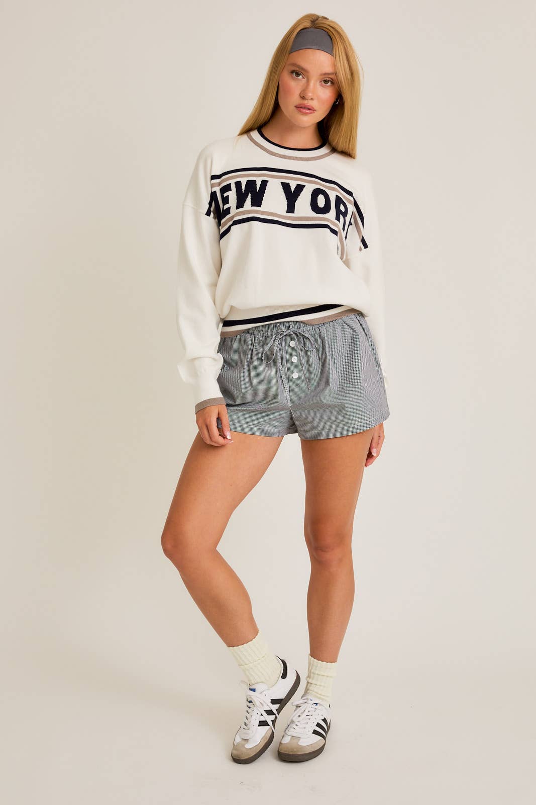 LONG SLEEVE CREW NECK 'NEW YORK' SWEATER