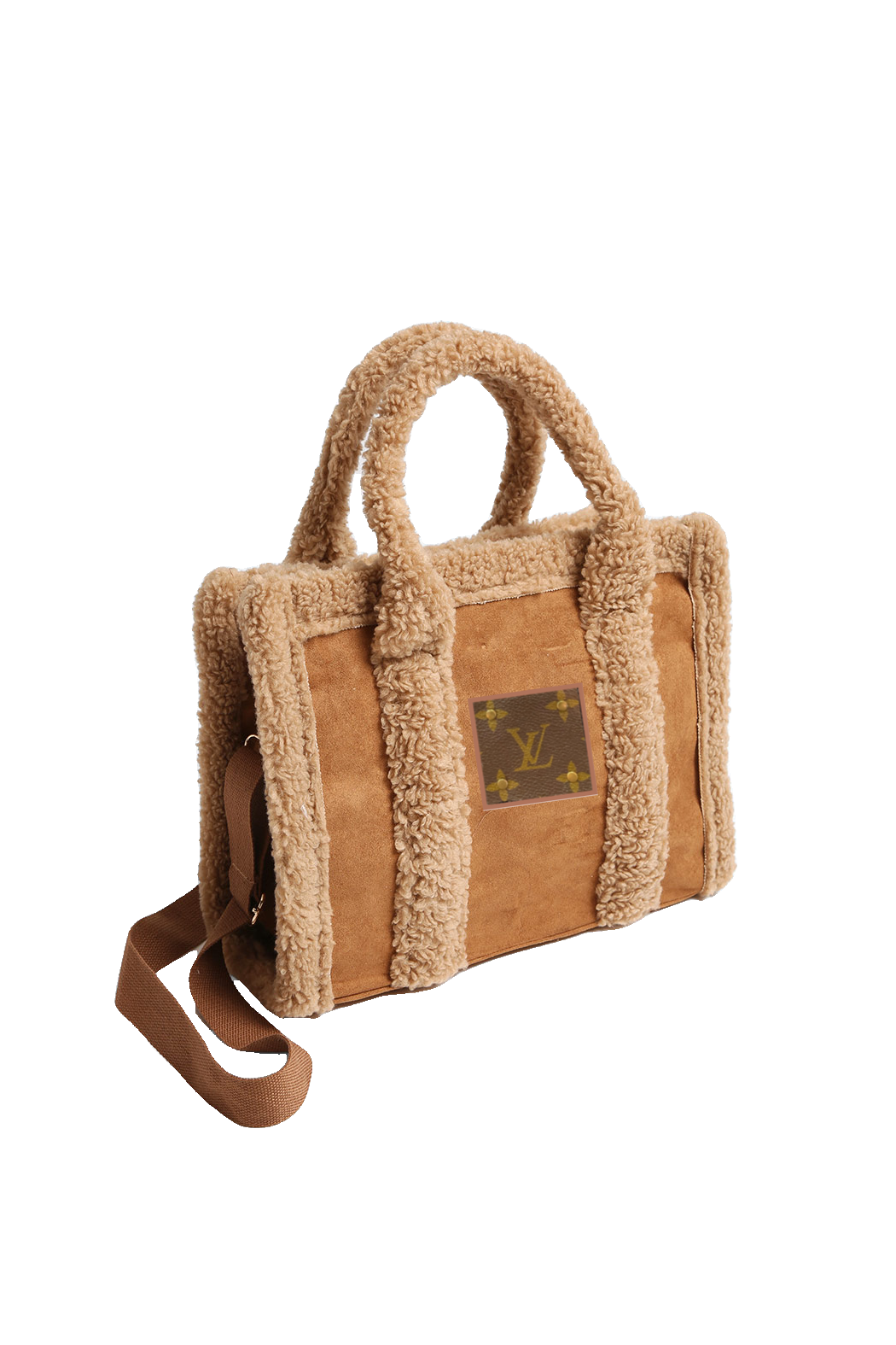 Upcycled Sherpa Suede Crossbody Tote