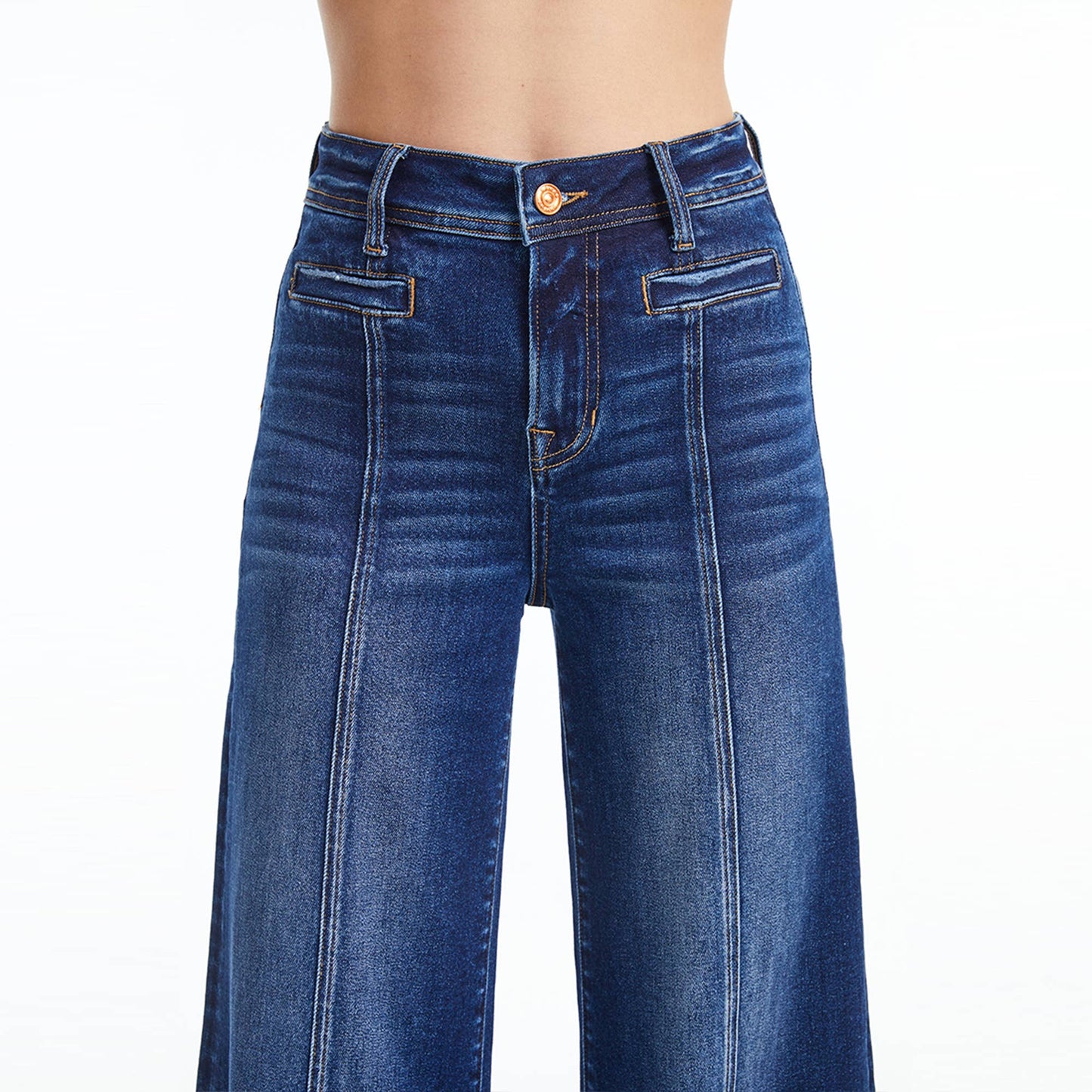 HIGH RISE WIDE LEG JEANS WITH RAW HEM BYW8116