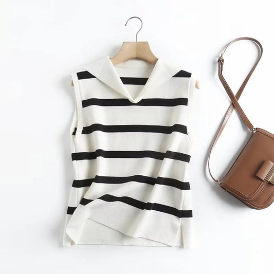 Striped knitted vest