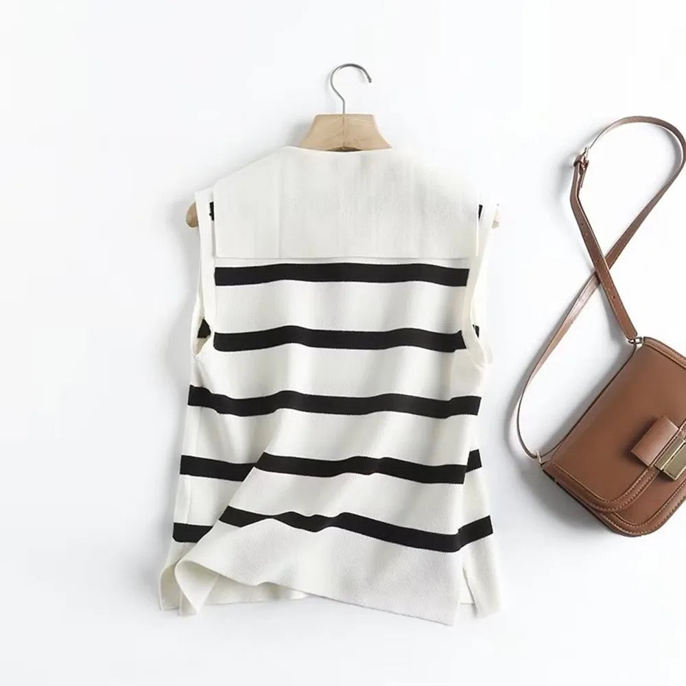 Striped knitted vest