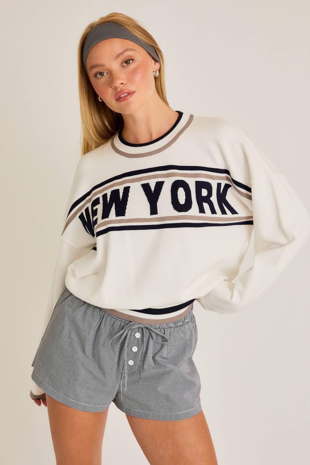 LONG SLEEVE CREW NECK 'NEW YORK' SWEATER